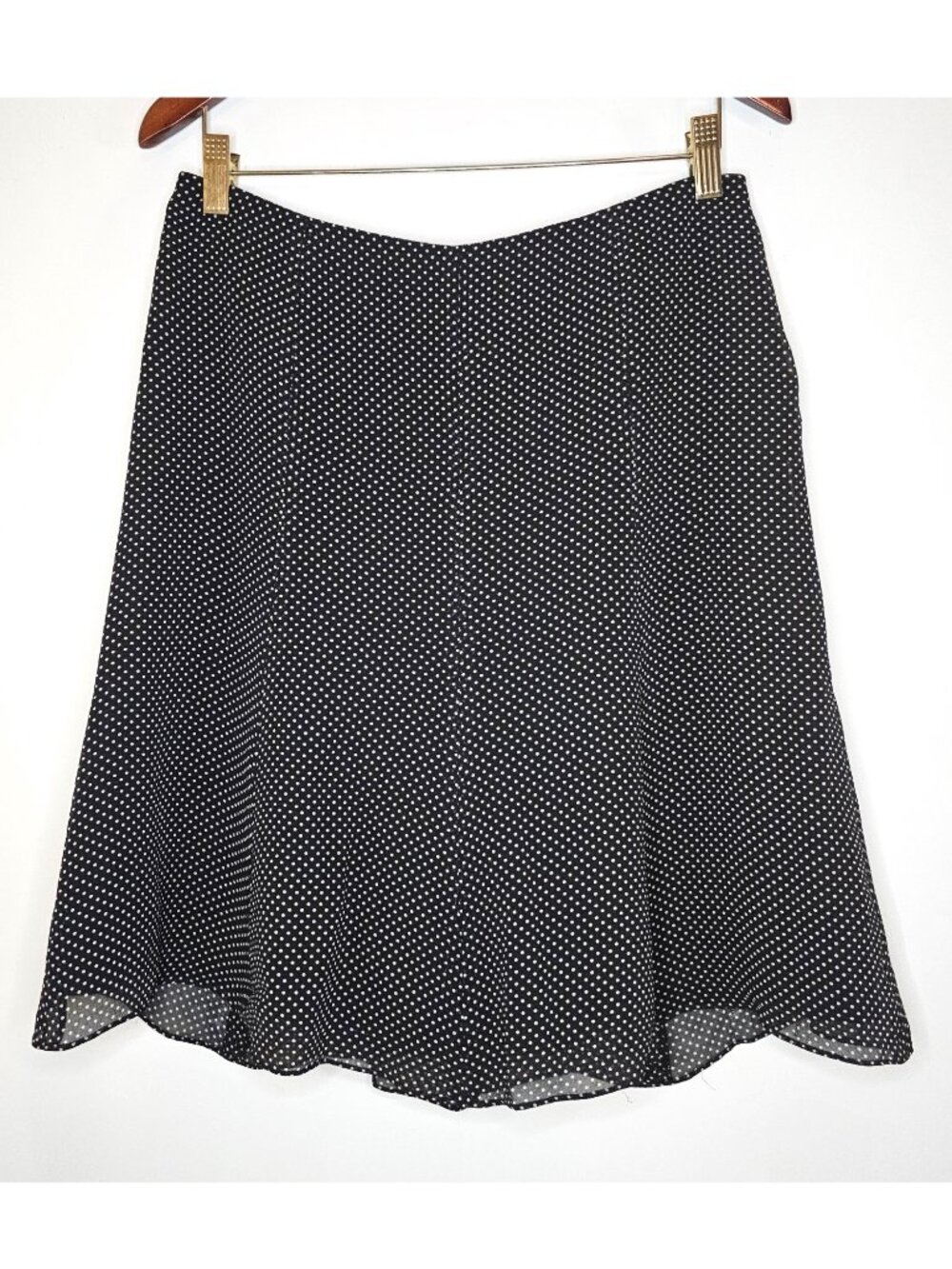 Express 100% Silk Polka Dot Flowy Knee Length A-Line Midi Skirt Size 6